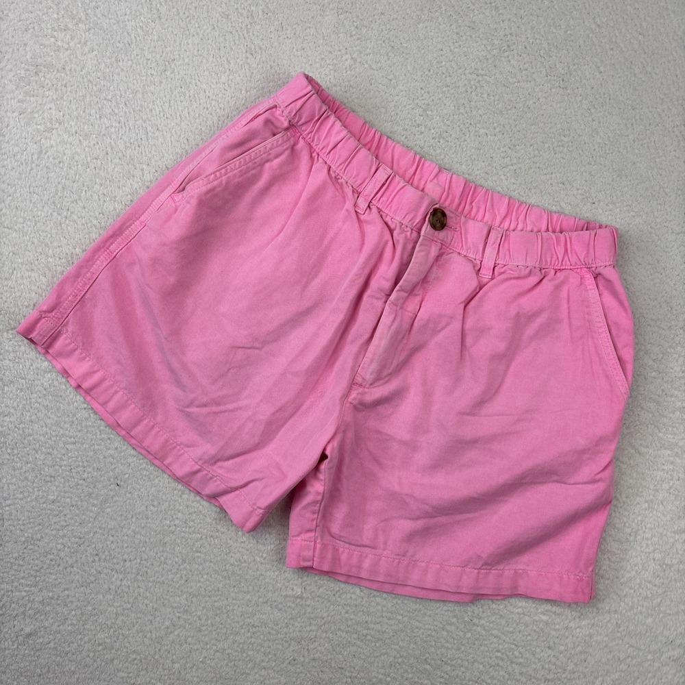 CHUBBIES Mens Elastic Waist Shorts Size Medium 5" Neon Pink Cotton Chinos Bright